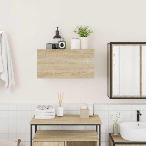 Væghængt badeværelsesskab 60×25×30 cm - konstrueret træ i sonoma-eg