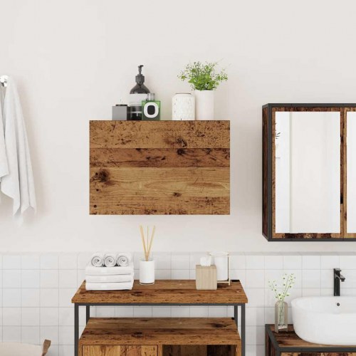 Væghængt badeværelsesskab 60×25×40 cm - konstrueret træ, antikt træ