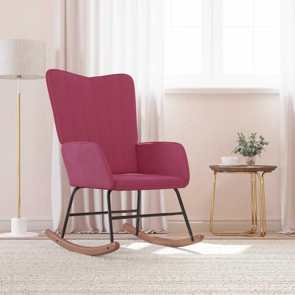 Gyngestol Fløjl - Vinrød / Uden fodskammel