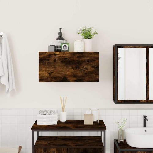 Væghængt badeværelsesskab 60×25×30 cm - røget eg, konstrueret træ