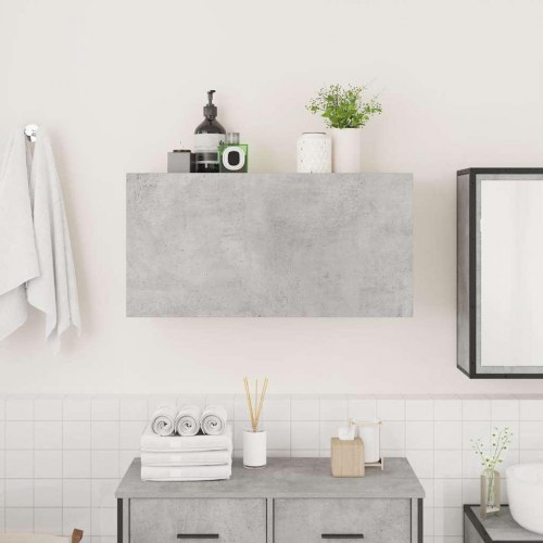 Væghængt badeværelsesskab 80×25×40 cm - konstrueret træ, betongrå