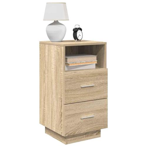 Sengeborde 2 stk. med 2 skuffer 36x36x68 cm sonoma-eg