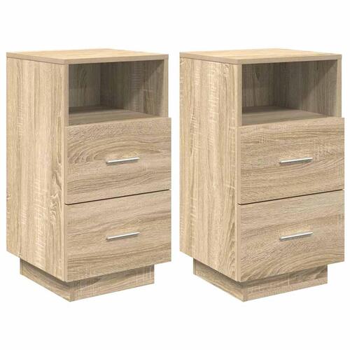 Sengeborde 2 stk. med 2 skuffer 36x36x68 cm sonoma-eg