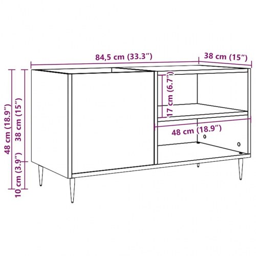 Vinylskab 84,5x38x48 cm konstrueret træ kunsteg