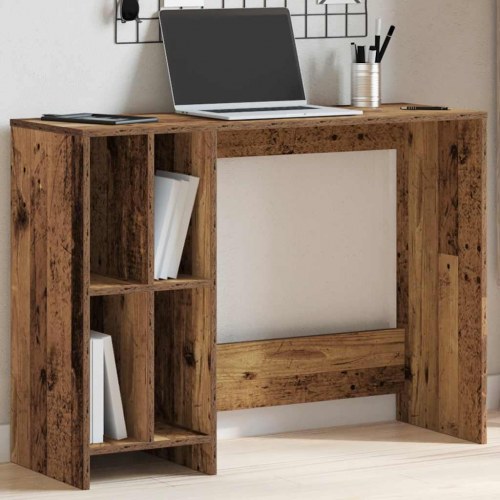 Skrivebord 102,5 x 35 x 75 cm med 4 hylder - antikt træ