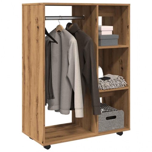Garderobe med hylder og hjul 80 × 40 × 110 cm - kunsteg