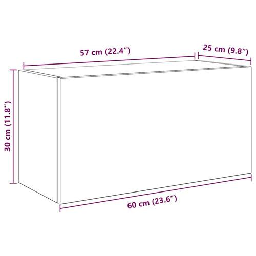 Væghængt badeværelsesskab 60x25x30 cm konstrueret træ hvid