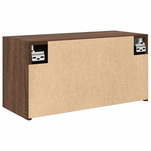 Væghængt badeværelsesskab 60x25x30 cm konstrueret træ brun eg