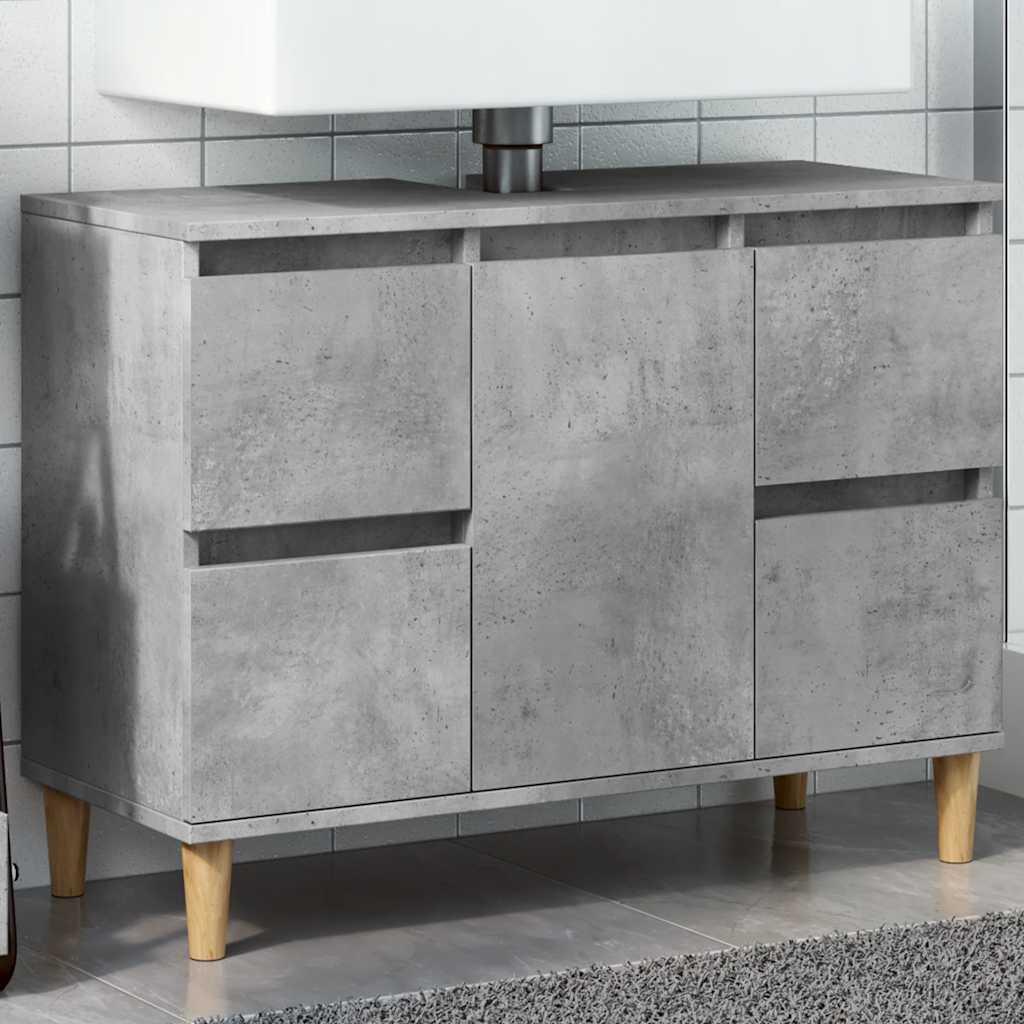 Underskab til håndvask 80x33x60 cm konstrueret træ betongrå billede
