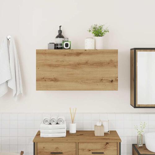 Væghængt badeværelsesskab 80x25x40 cm konstrueret træ kunsteg