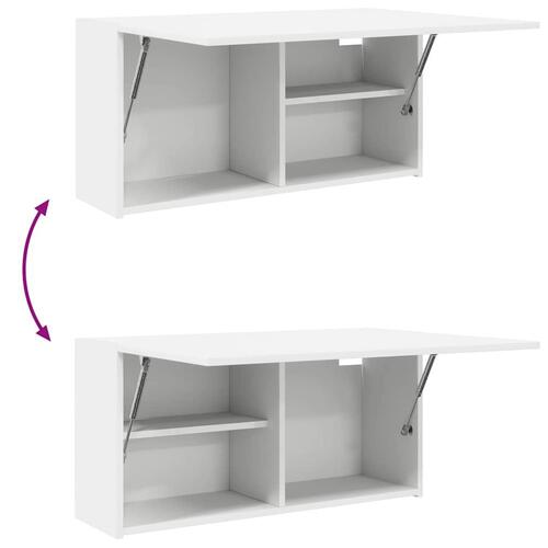 Væghængt badeværelsesskab 80x25x40 cm konstrueret træ hvid