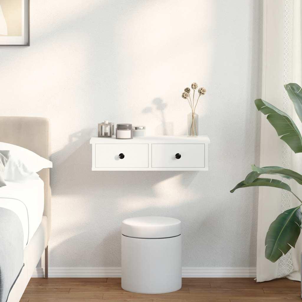 Væghylde Med Skuffer 80X34X17 Cm Konstrueret Træ - Hvid / 60 x 25 x 15 cm