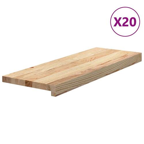Trappemåtter 20 stk ubehandlet 70x25x2 cm massivt egetræ