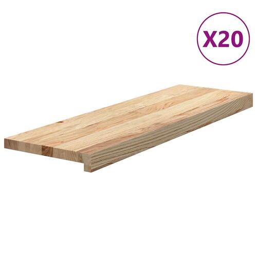 Trappemåtter 20 stk ubehandlet 80x30x2 cm massivt egetræ