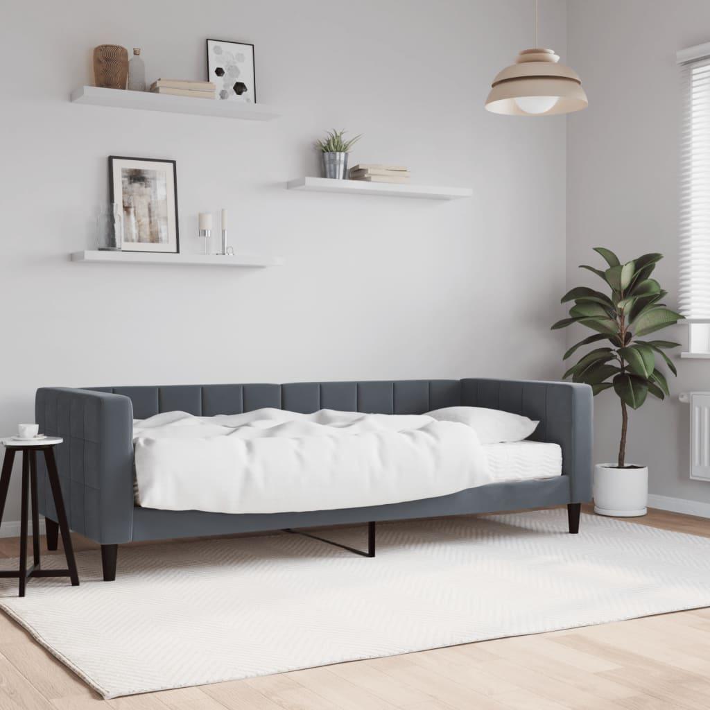 Daybed Velour Mørkegrå - med madras / 80 x 200 cm