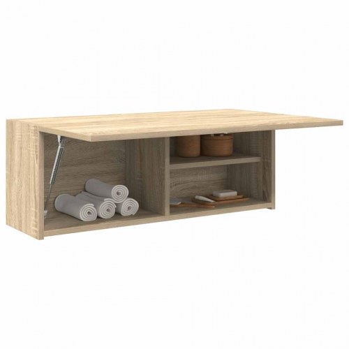 Væghængt badeværelsesskab 80×25×30 cm - konstrueret træ, sonoma-eg