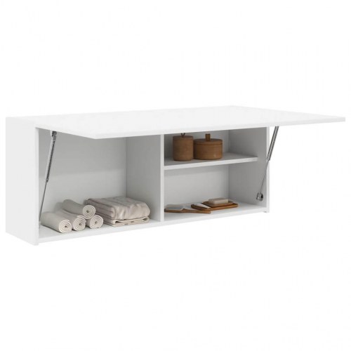 Væghængt badeværelsesskab 100×25×40 cm - konstrueret træ, hvid