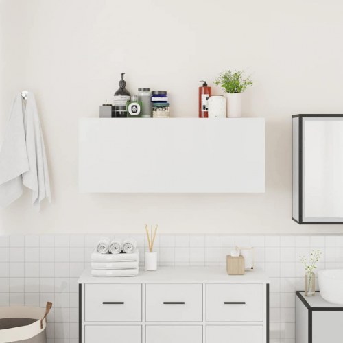 Væghængt badeværelsesskab 100×25×40 cm - konstrueret træ, hvid
