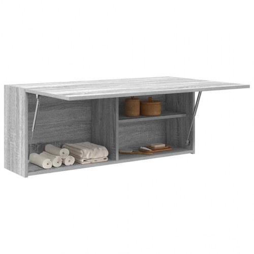 Væghængt badeværelsesskab 100×25×40 cm - grå sonoma-eg, konstrueret træ