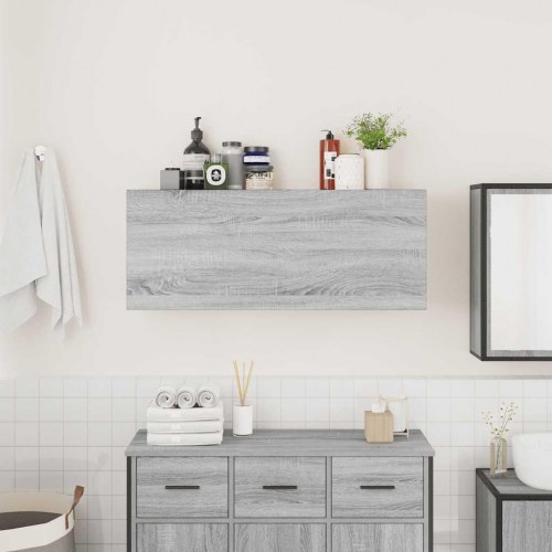 Væghængt badeværelsesskab 100×25×40 cm - grå sonoma-eg, konstrueret træ