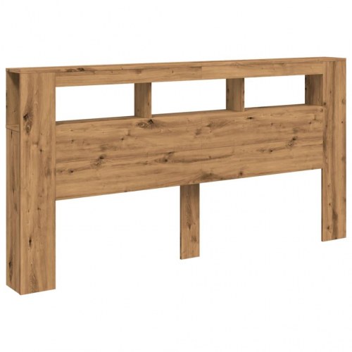 Sengegavl med LED-lys 200 × 18,5 × 103,5 cm - konstrueret træ, kunsteg