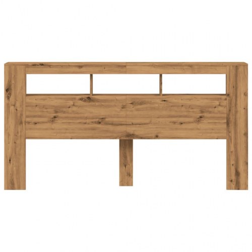 Sengegavl med LED-lys 200 × 18,5 × 103,5 cm - konstrueret træ, kunsteg