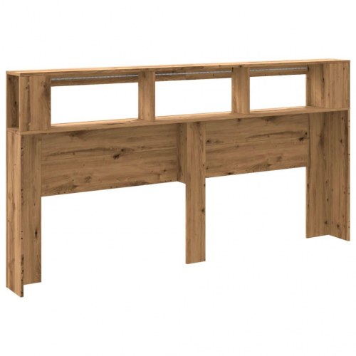 Sengegavl med LED-lys 200 × 18,5 × 103,5 cm - konstrueret træ, kunsteg