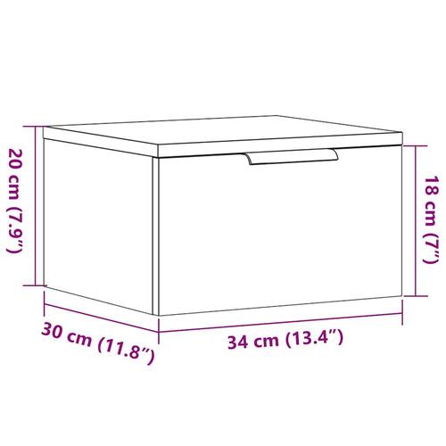 Væghængt sengebord 34x30x20 cm antikt træ