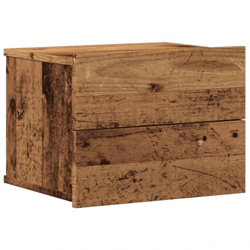 Væghængt sengebord 40×32×30 cm - antikt træ