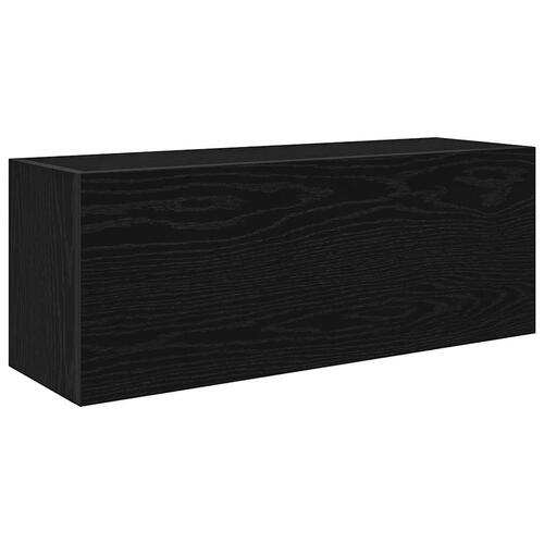 Væghængt badeværelsesskab 80x25x30 cm konstrueret træ sort