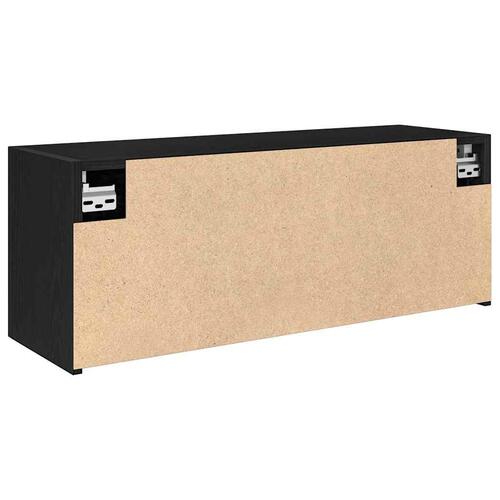 Væghængt badeværelsesskab 80x25x30 cm konstrueret træ sort
