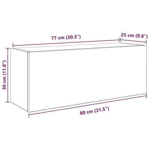 Væghængt badeværelsesskab 80x25x30 cm konstrueret træ sort