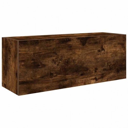 Væghængt badeværelsesskab 80×25×30 cm - konstrueret træ, røget eg