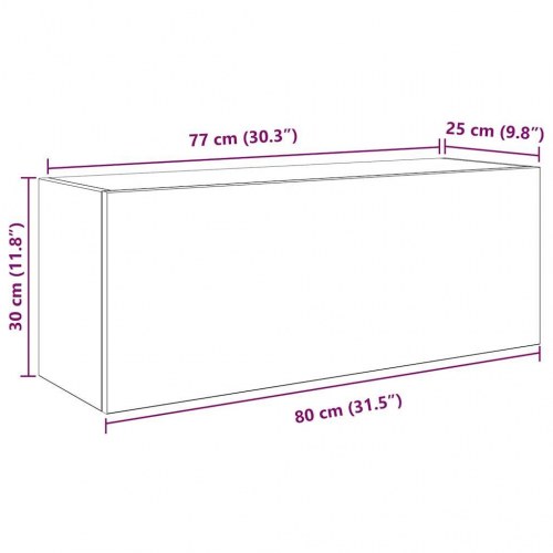 Væghængt badeværelsesskab 80×25×30 cm - konstrueret træ, røget eg