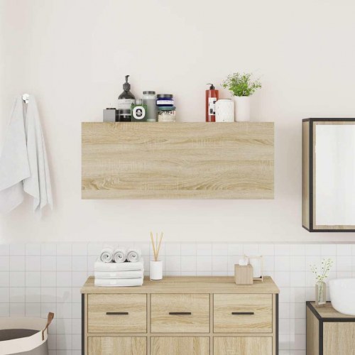 Væghængt badeværelsesskab 100×25×40 cm - konstrueret træ, sonoma-eg