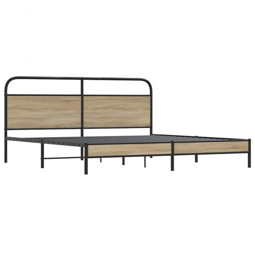 Sengeramme med sengegavl uden madras 193 x 203 cm - røget egetræsfarve