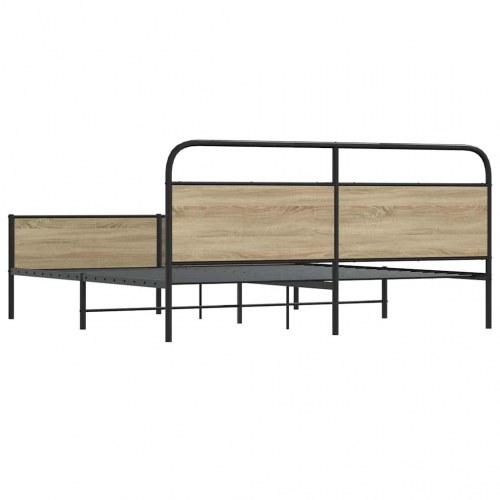 Sengeramme uden madras 150 x 200 cm i metal - røget egetræ