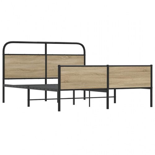 Sengeramme 180 x 200 cm med sengegavl - røget egetræsfarve