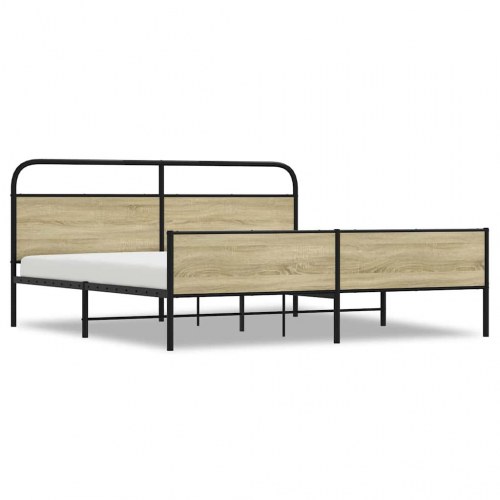 Sengeramme 193 x 203 cm - metal og sonoma-eg