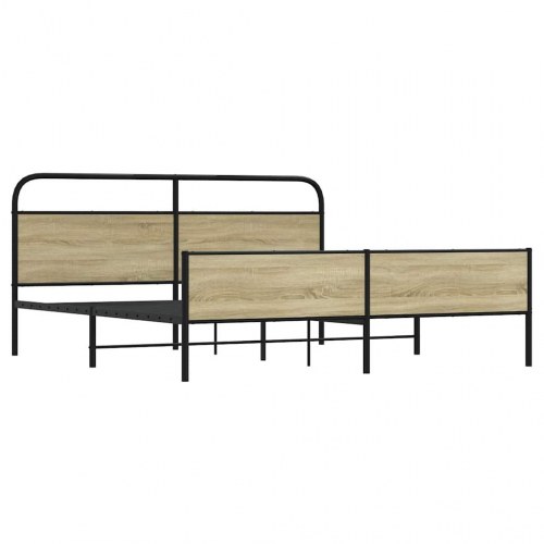 Sengeramme 193 x 203 cm - metal og sonoma-eg