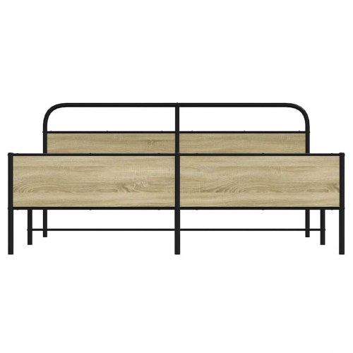 Sengeramme 193 x 203 cm - metal og sonoma-eg