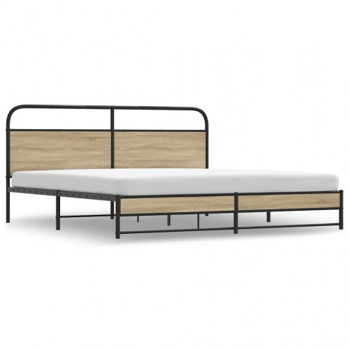 Sengeramme uden madras 183 x 213 cm - røget egetræ