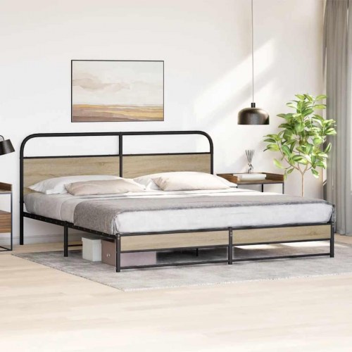 Sengeramme uden madras 183 x 213 cm - røget egetræ