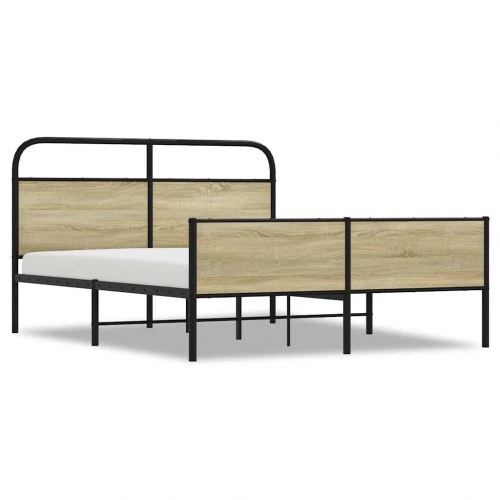 Sengeramme 160 x 200 cm - metal og sonoma-eg