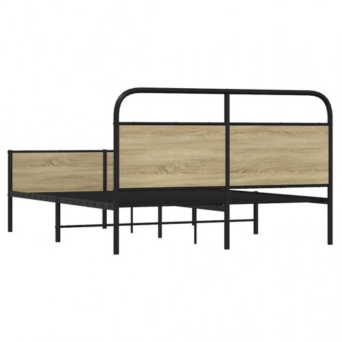 Sengeramme 160 x 200 cm - metal og sonoma-eg