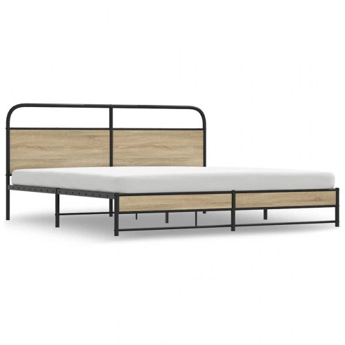 Sengeramme med lamelbund 193 x 203 cm - røget egetræsfarve