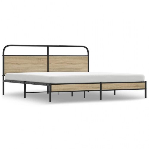 Sengeramme 200 x 200 cm med sengegavl - røget egetræ