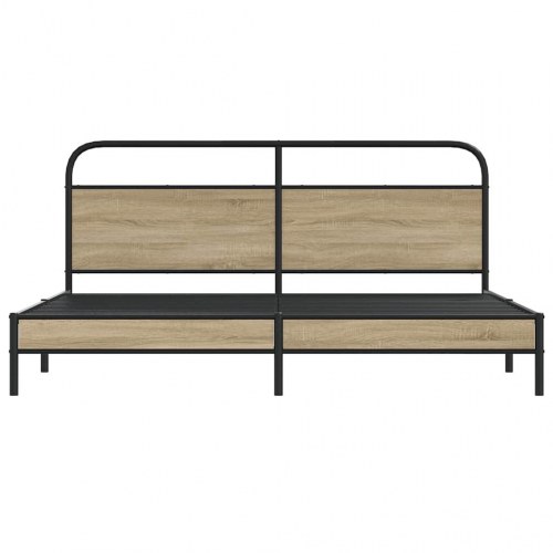 Sengeramme 200 x 200 cm med sengegavl - røget egetræ