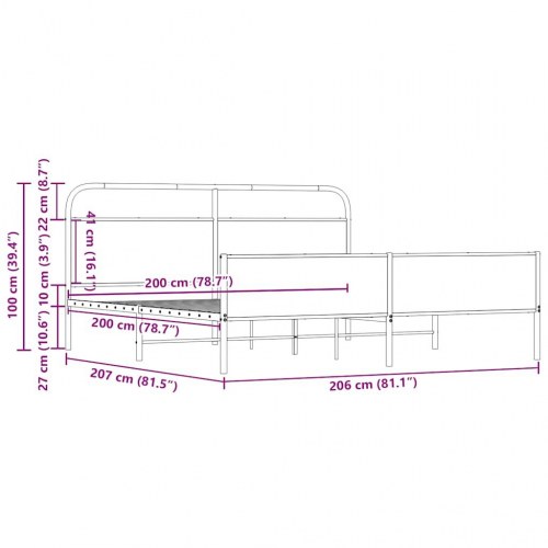 Sengeramme 200 x 200 cm i metal - sonoma-eg