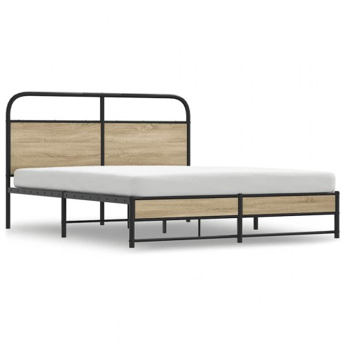Sengeramme uden madras 160 x 200 cm i metal - røget egetræ